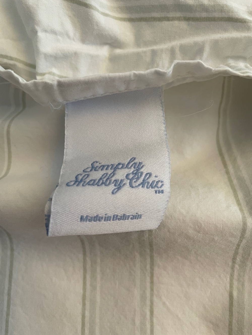 Shabby Chic Pale Blue/Grey with Green Stripes Queen Sheet set